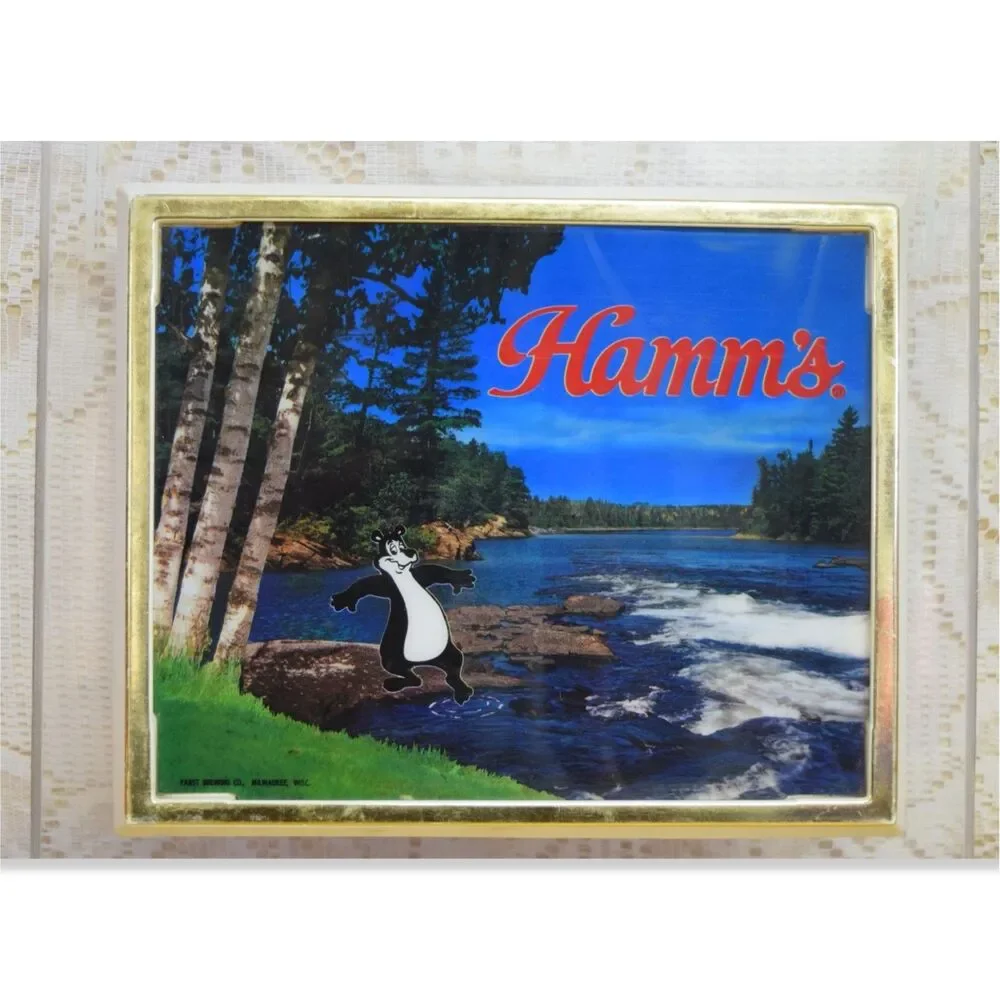 Hamm's Beer 1865 Bear Dipping Toe Water Light Up Wall Sign Vtg Breweriana READ